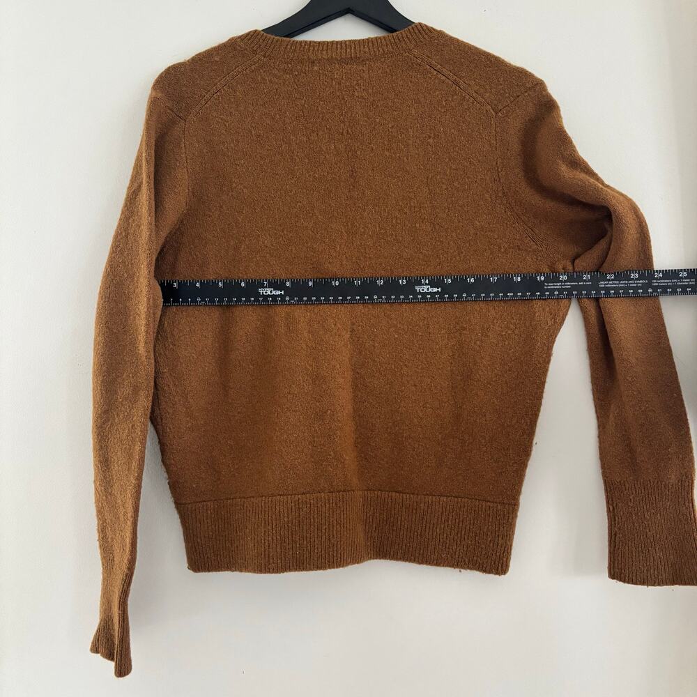 Madewell Wrap Front Sweater Camel Alpaca Wool Blend Coziest Yarn Size Medium - Picture 7 of 15